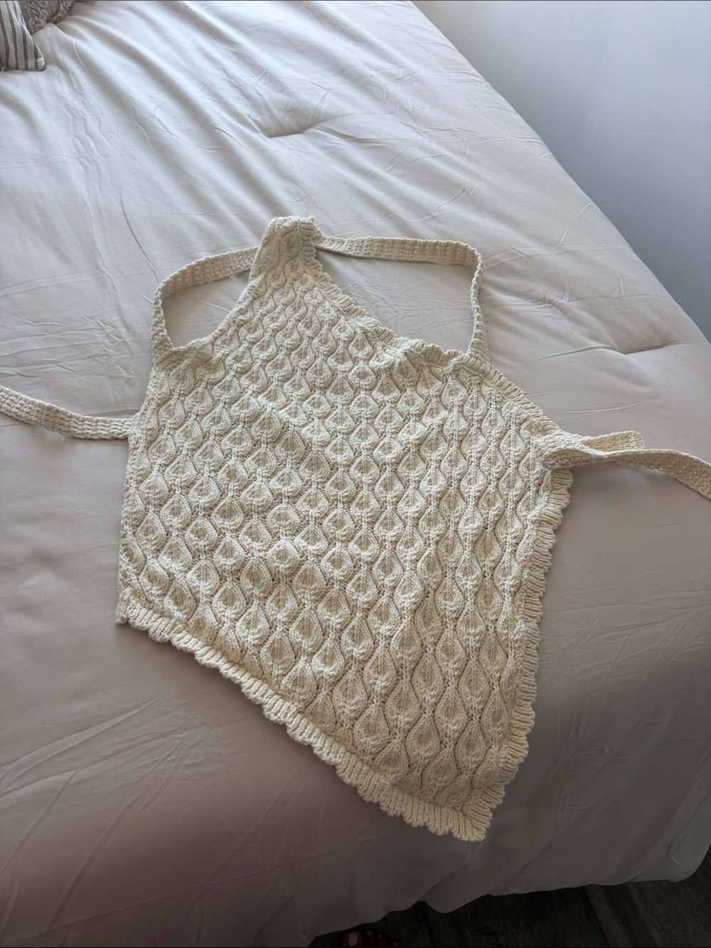 Zara Cream Cable Knit Halter Top